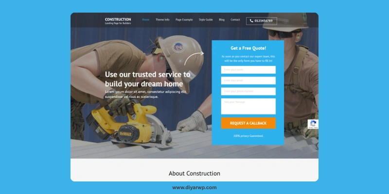 قالب وردپرس Construction Landing Page