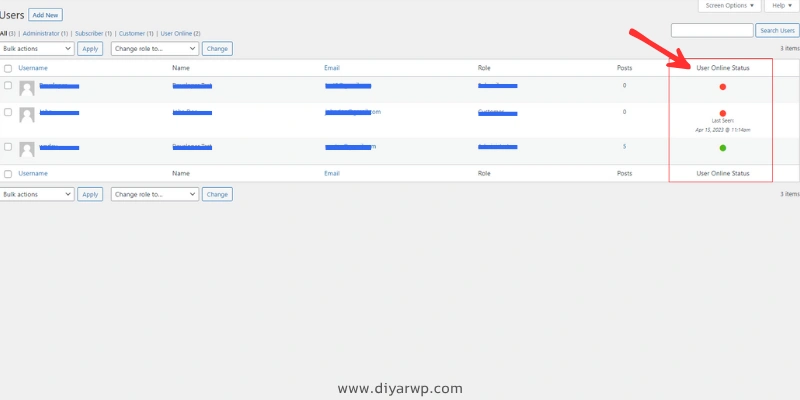 نمایش وضعیت کاربران در وردپرس