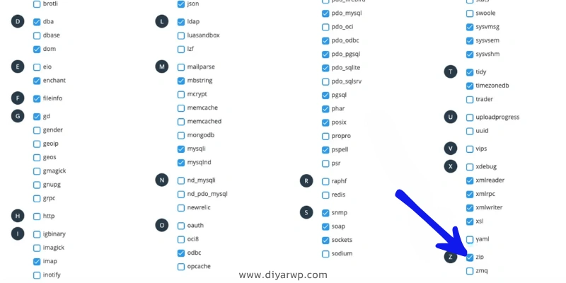 فعال کردن افزونه‌ی ZIP