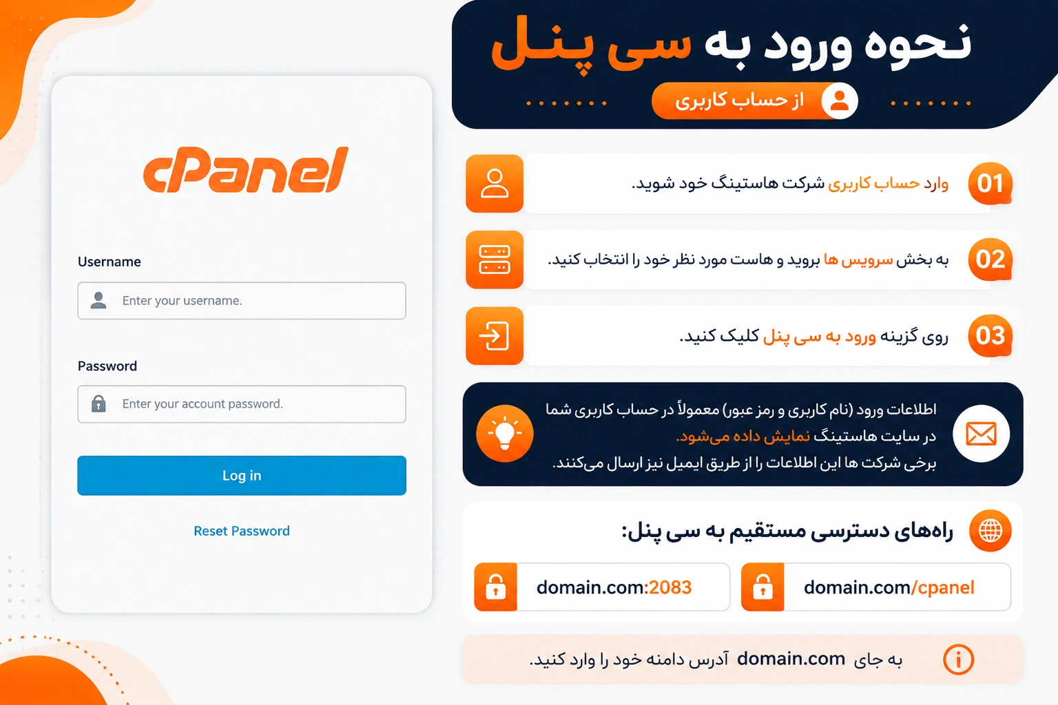 نحوه ورود به سی پنل